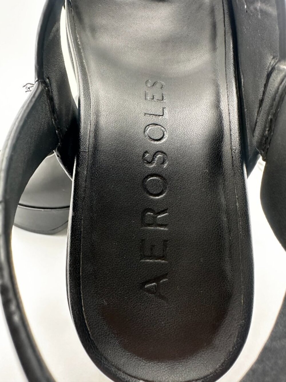 Aerosoles Clarkson Black Leather Platform Block Heel Sandals Size 7.5M - Picture 12 of 14